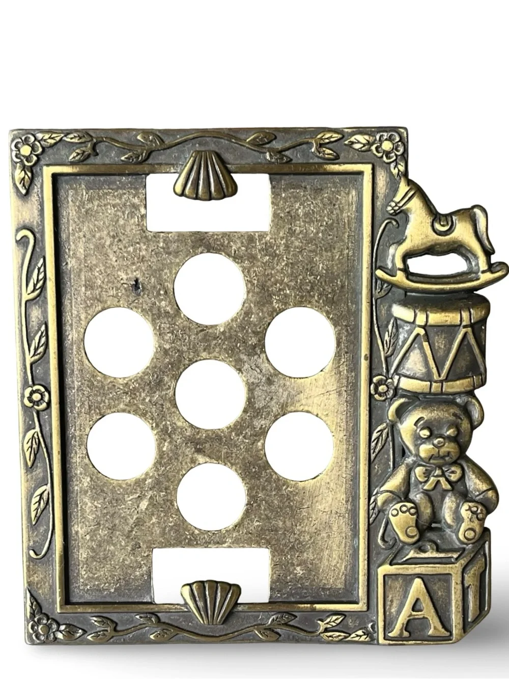 Vintage Brass Tone Miniature Baby Theme Frame